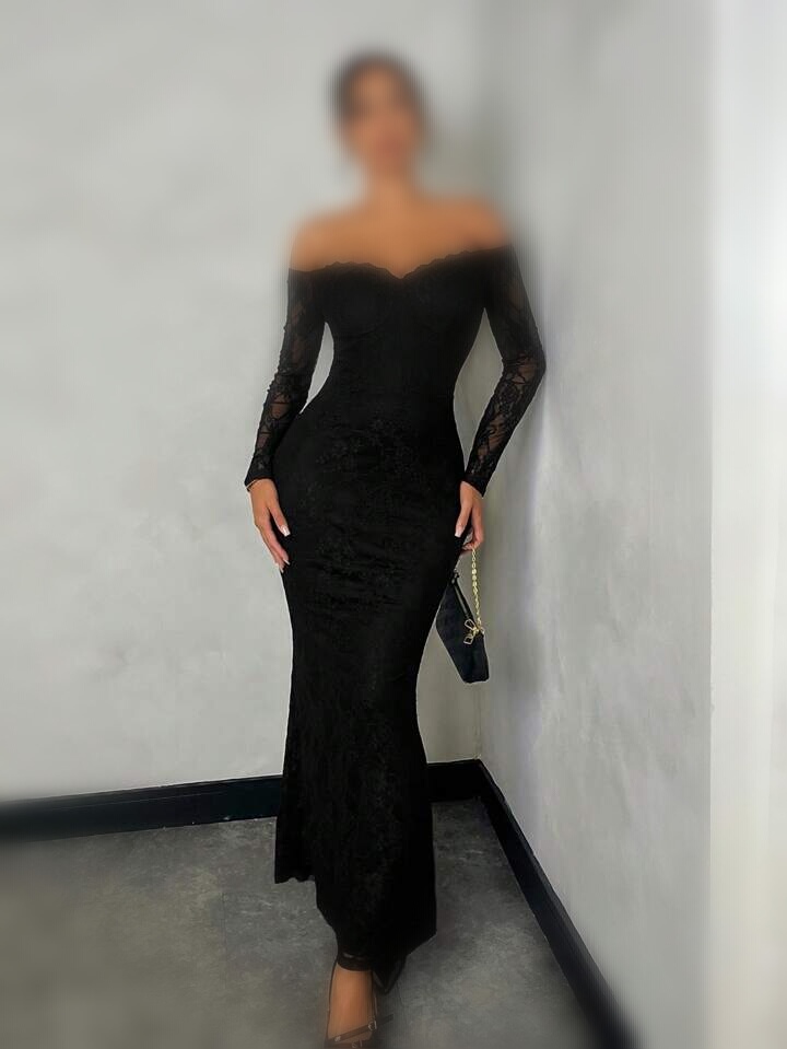 لباس بلند مجلسی زنانه دانتل دکلته