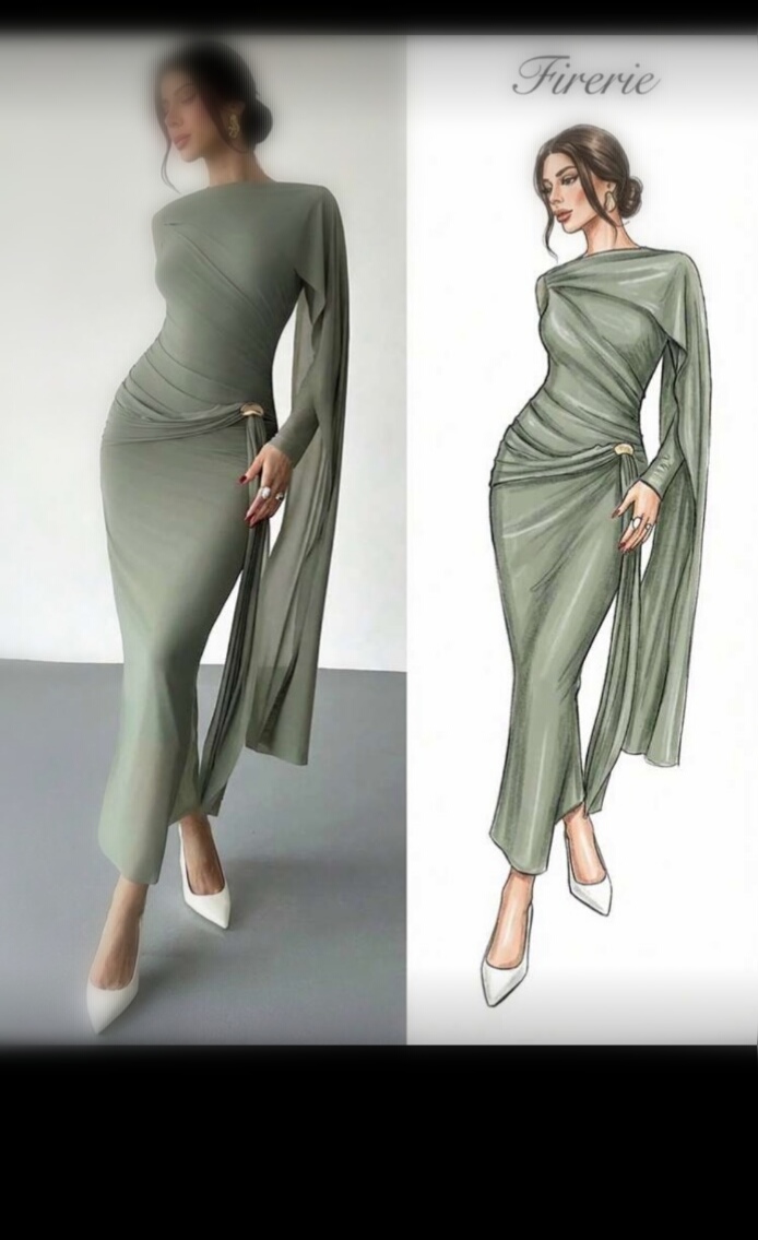لباس بلند مجلسی زنانه تورکش شال دار