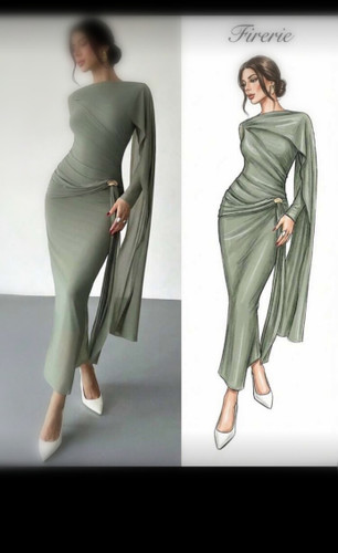 لباس بلند مجلسی زنانه تورکش شال دار